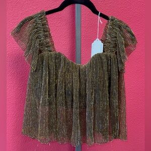 Urban Outfitters Gold Metallic Ruffle Sleeve Camisole